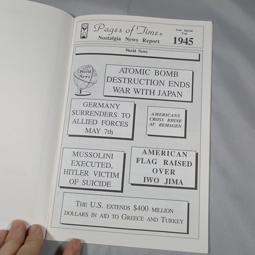 1945 Pages of Time Nostalgia News Report Booklet Birthday Gift Year Born History - Picture 3 of 5